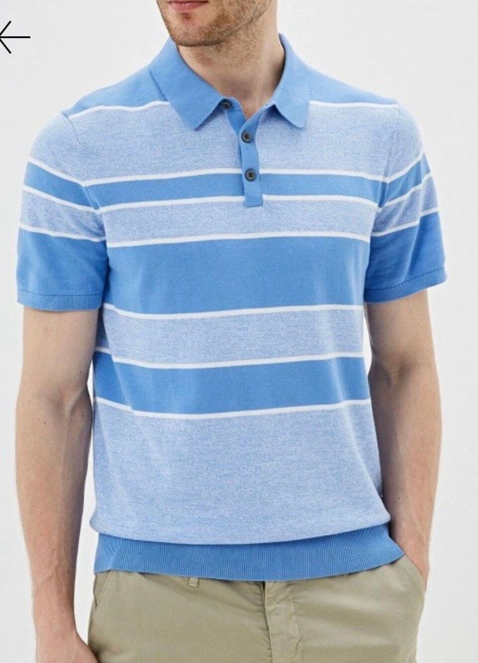 Michael Kors light blue striped cotton sweater polo shirt - XXL